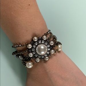 Pearl and rhinestone bracelet